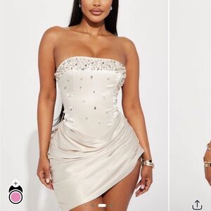 FashionNova Strapless Cream Dress